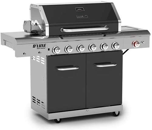 Deluxe 6-Burner Gas Grill with Searing Side Burner in Slate