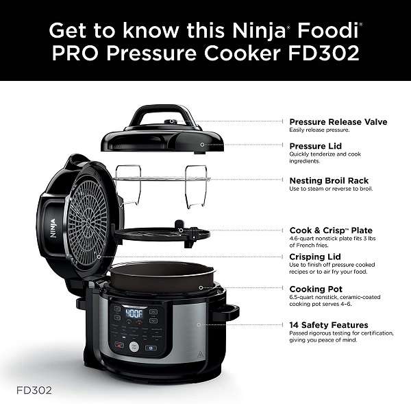 Key Features of the Ninja Foodi FD302 Pressure Cooker plus Air Fryer