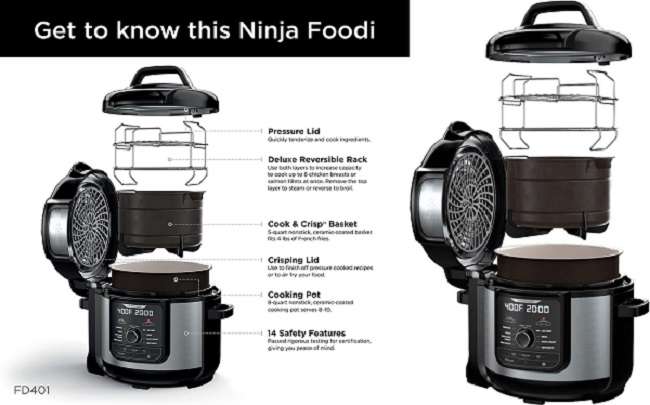 What are the differences and similarities of Ninja Foodi FD401 vs FD402?